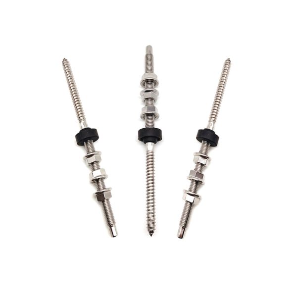 SS304 SS316 Solar Hook Hanger Bolt With Hex Flange Nut And EPDM Washer