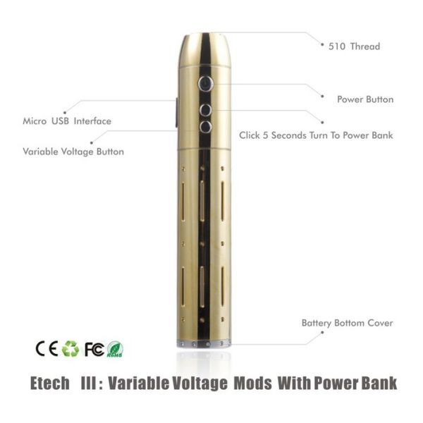 Etech III variable voltage & variable wattage Mod with power bank function