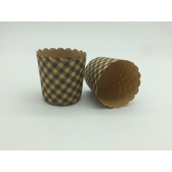 Retro Style Cupcake Baking Cups Brown Cupcake Holders Round Shape With Rolled Edge