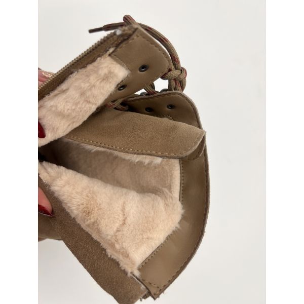 Womens lace up high heel ankle boots,soft cow suede leather with Plush thermal lining,women waterproof winter boots