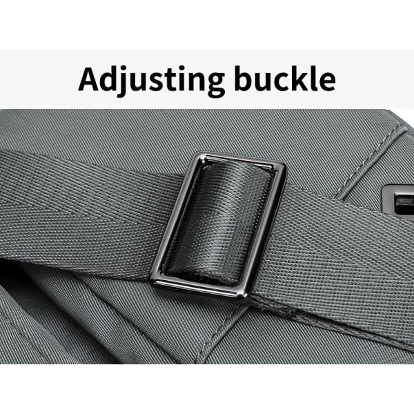 Adjustable Gray Mens Sling Bag Big Nylon Crossbody Bag Custom Printing