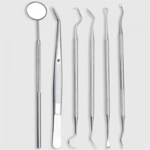 China Stainless Steel Dental Mirror Set With Sickle Tartar Scaler Teeth Pick Spatula on sale