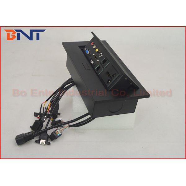 Rectangular Conference Hidden Desk Pop Up Sockets with Bottom Connection Cables