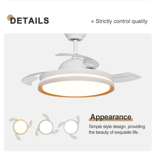 DC Motor 230V 42 Inch Ceiling Fan Light 5 Speeds Remote Control