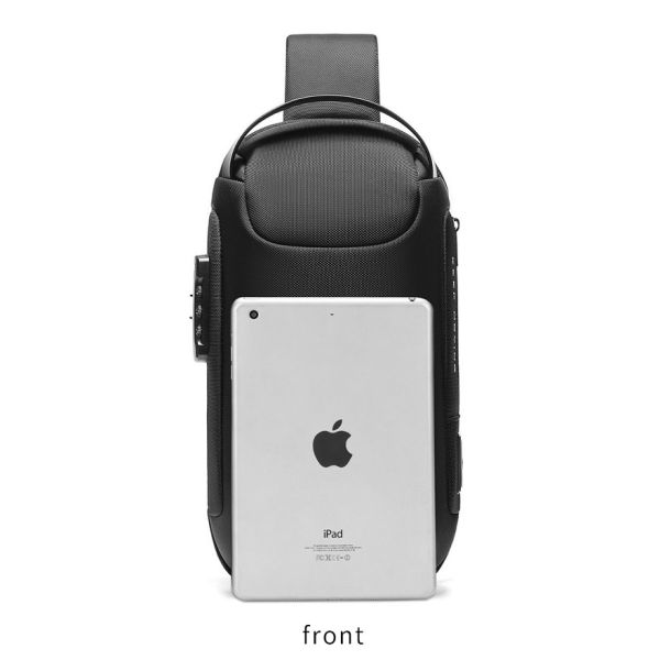 Wholesale new custom logo waterproof large capacity Single Shoulder Messenger Bag USB charging men chest bag