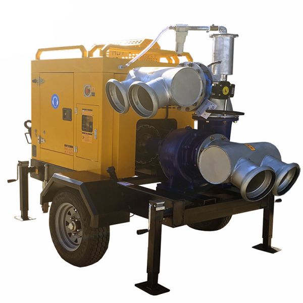 Trailer Mounted Water Pump Set Solid Handing 76mm Single Stage Pump Diesel Engine Self Priming Pump
