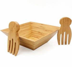 Recycled Bamboo Salad Set Best Smooth Surface For Serving Salad / Pasta / Soup