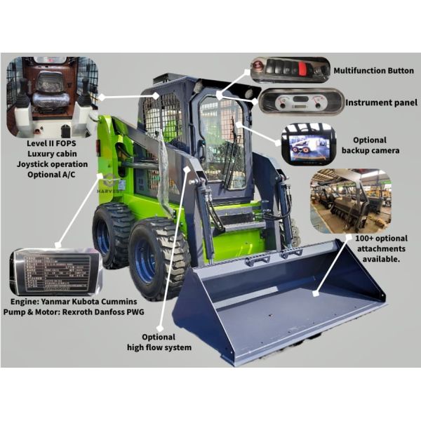 1050kg Skid Steer Loader JC75 with Yanmar Engine and Versatile Attachments