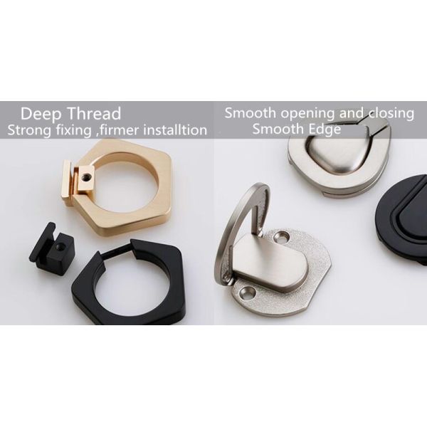 Brush Brass Hidden Drawer Pulls Kitchen Cabinet Knobs / Closet Square ring Pulls Furniture Fittings