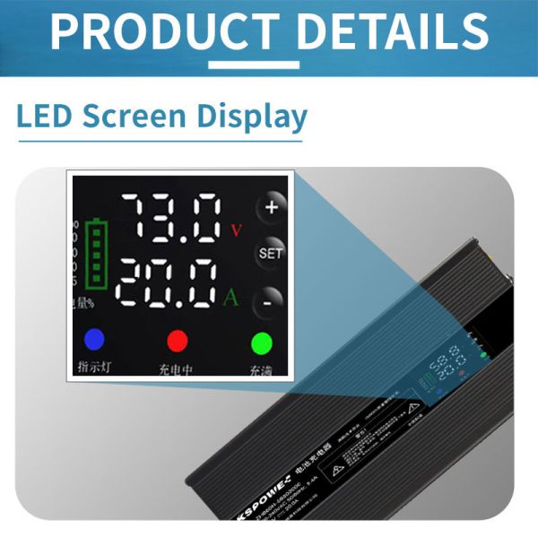 2800W Smart DSP Charger Adjustable Voltage and Current 10-88V 1-30A Fully Compatible with Ternary Lithium Iron Lead-acid Batteries