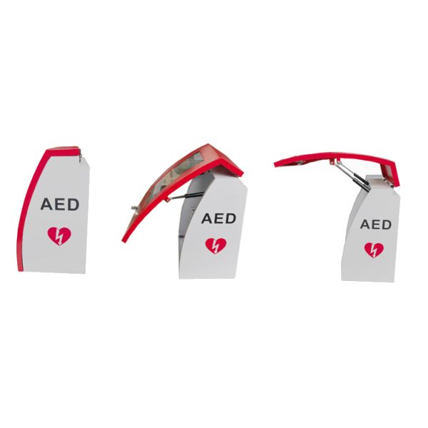 Universal Red Curved Alarmed Wall Mount AED Cabinet For Illumination
