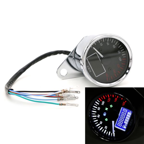 Retro 2.5" LCD Digital Speedometer , Metal Aftermarket Motorcycle Guages