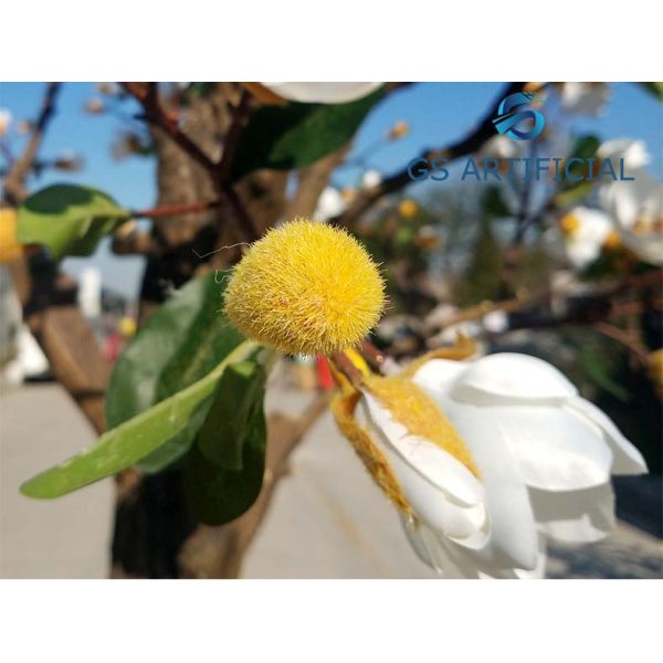 Elegant White Indoor Artificial Decorative Trees Cherry Magnolia Plant Customized Size