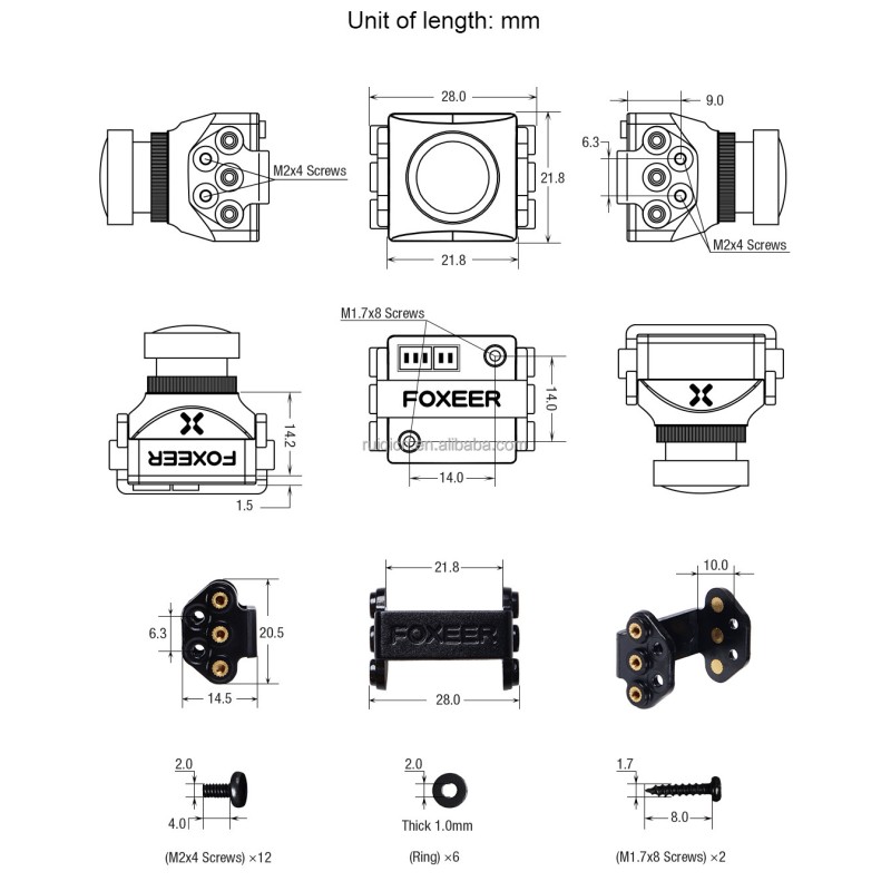 Foxeer Mini Standard Razer FPV Camera Plastic PAL NTSC Switchable HD 2.1mm Lens Low Latency for RC Drone Accessories