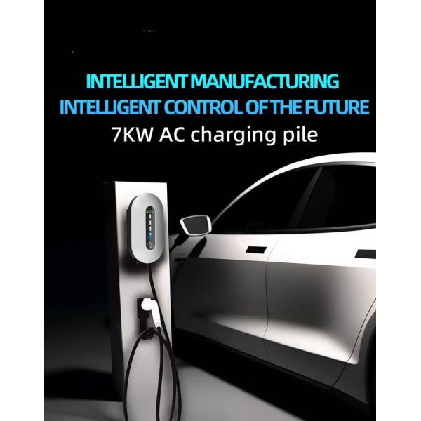 Wall Mounted AC EV Charger with Galvanized Steel Enclosure Tempered Glass Front Panel and Smart Modular Design