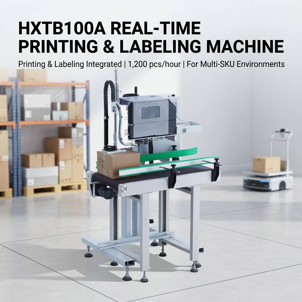 HXTB100A Automatic Print And Apply Labeling Machine With 1200 PCS Per Hour Speed