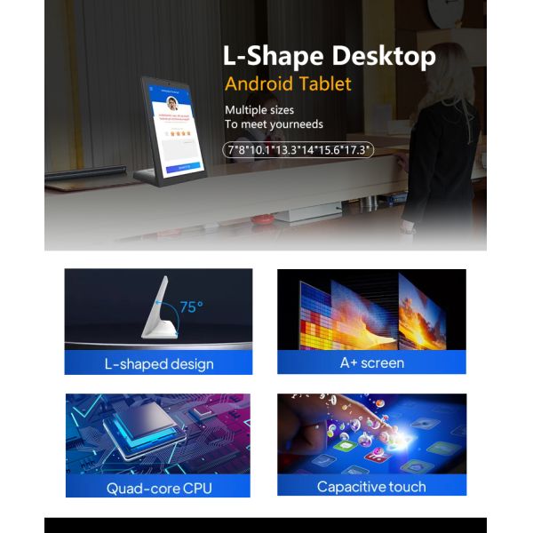 8inch L type business self-service kiosk android tablet pc Capacitive touch scree POE power WIFI NFC for Restaurant ordering POS tablet