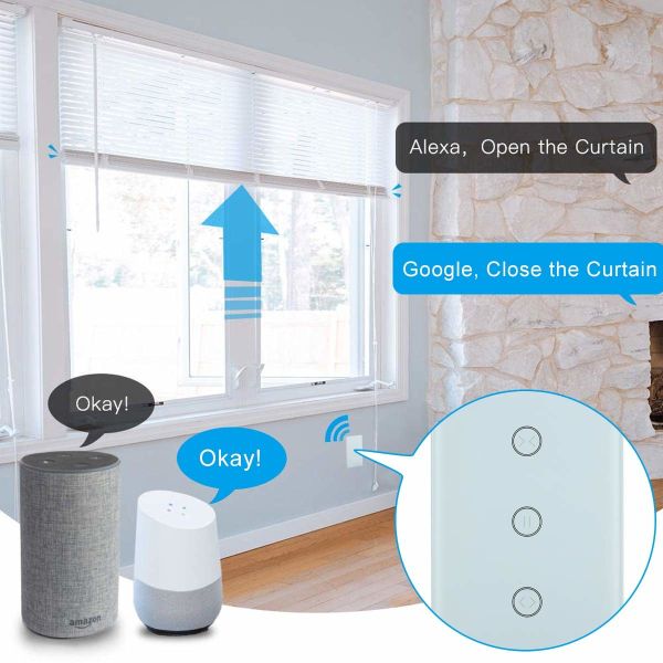 Smart Home Voice Controller Tuya App Remote On Off Window Roller Blinds Shutter Garage Wifi Smart Curtain