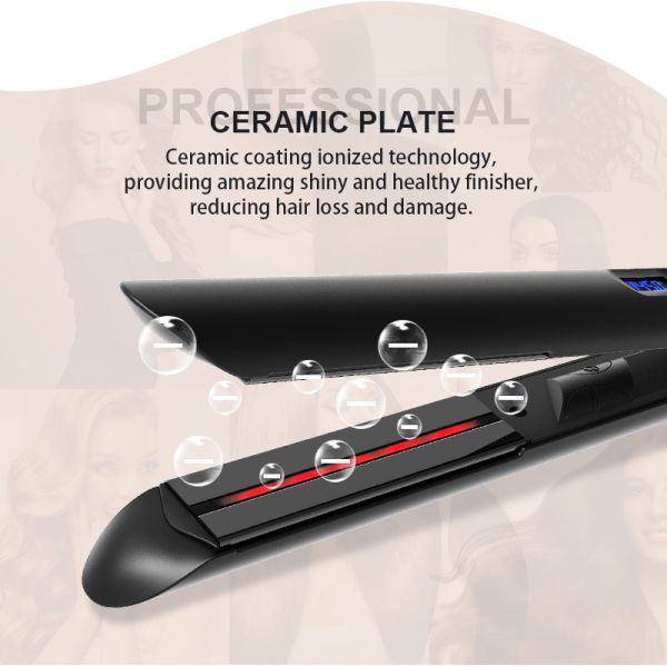 Ceramic Tourmaline Titanium Dual Voltage Infrared Flat Iron 2 In 1 Straightener
