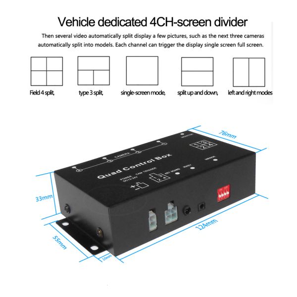 4 Pin Aviation Connector HD CCTV Mobile DVR 4 Channel Video Input Screen Split