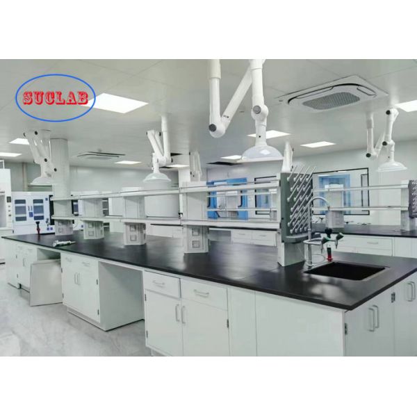 White Phenolic Resin Worktop Laboratory Casework With Steel Frame Reagent Shelves