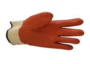 China Winter Orange PVC Gloves 100% Cotton / Jersey Lining For Extra Comfort on sale