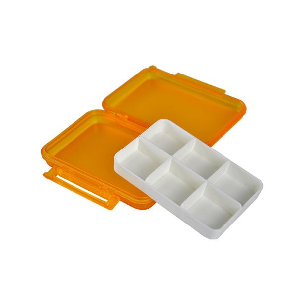 Portable Plastic Pill Box Detachable 6 Compartments Square Pill Storage Organizer