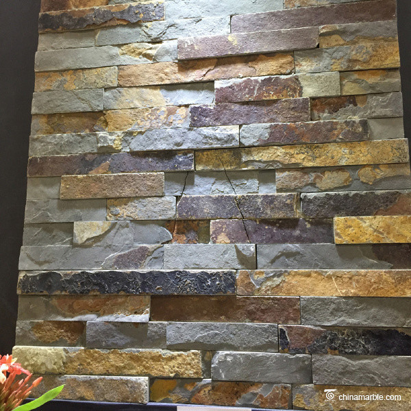 Natural Stone Rust Slate Mini Panel For Wall Cladding High Temperature Resistance