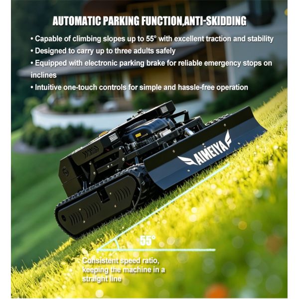 US Spot CE All Terrain Crawler Remote Control Lawn Mower, High Slope Mountain Land Clearing, Large Cutting Blade
