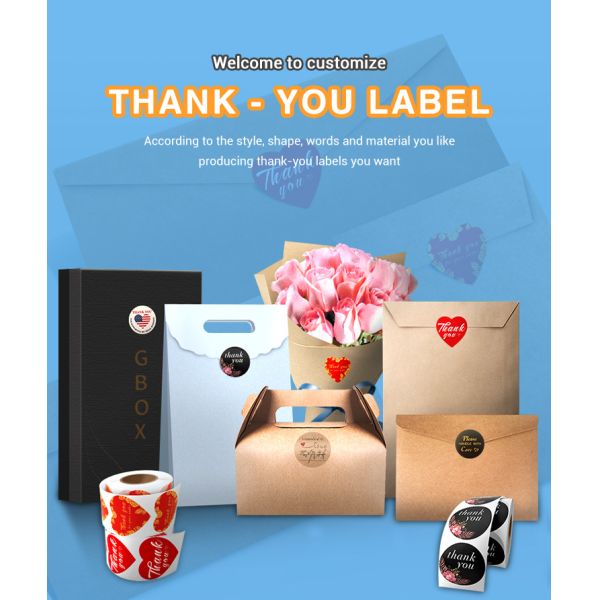 Customized Round Thank You Roll Stickers Waterproof