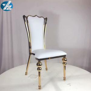 China White Black Royal Crown Chair Wedding Banquet Chair Stainless Steel Gold Round Chair Legs on sale