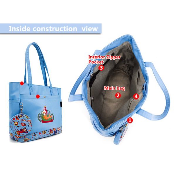 Blue Female Crossbody Tote Handbag With Adjustable Shoulder Strap