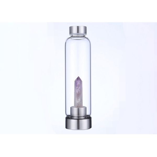 High Borosilicate Glass Drinking Bottles With Hexagonal Crystal Column
