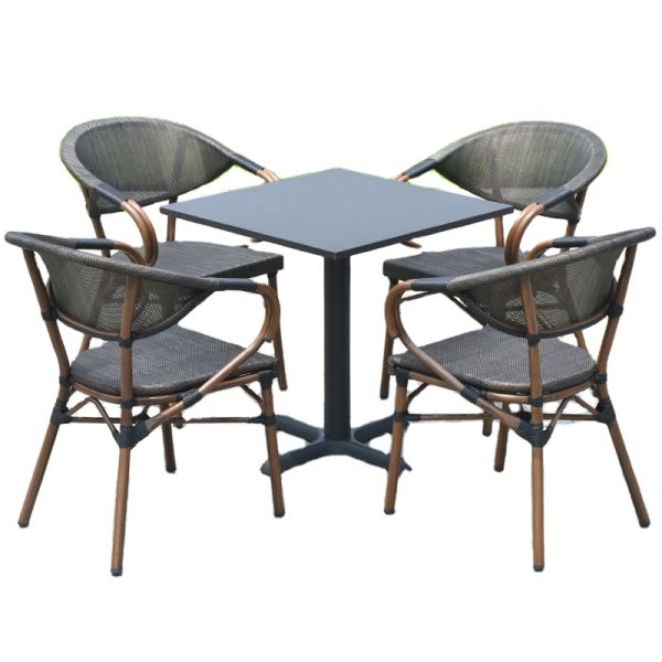 W160cm D90cm Table 4 Seater Rattan Garden Furniture , Rattan Bar Set Plywood
