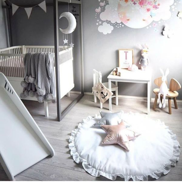 D100CM Washable 100% Cotton Newborn Baby Play Mat ASTM