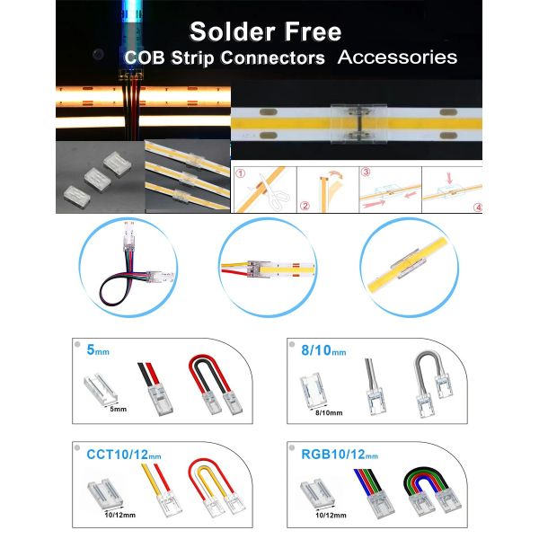 3mm Ultra Narrow COB LED Strip Rope Wardrobe Cupboard TV Backlight 400LEDs/M