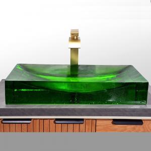 Buy cheap Stunning Glazed Glass Basin Sink 1 Hole Design For Stylish Bathrooms product