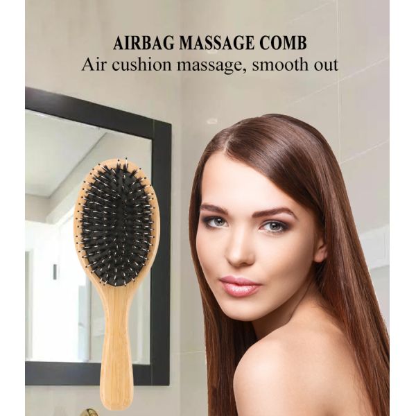 Laser Vent Wide Tooth Boar Bristle Hair Comb Wooden Anti Static Hair Brush For Women