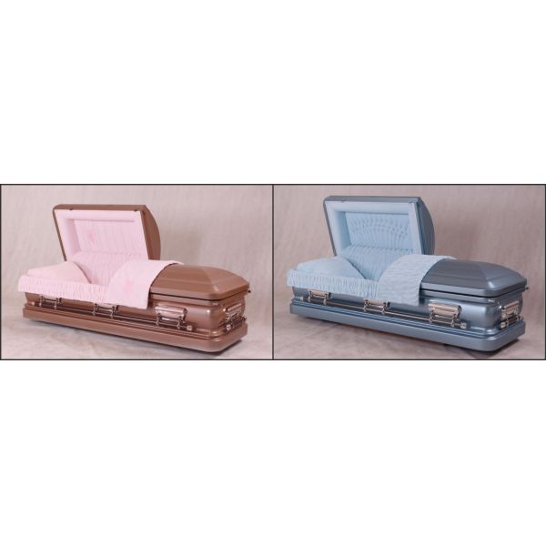 Stainless Steel 18 Gauge Caskets In Natural Brushed Highland Blue Finish