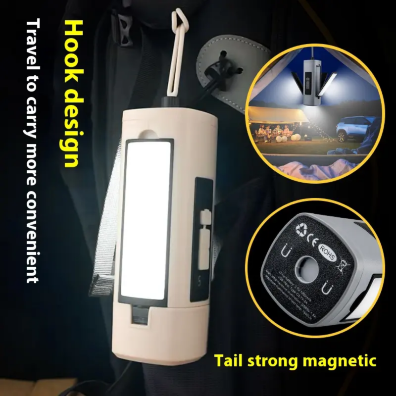 Source Factory Camping Light Three-leaf Flip Portable Flashlight Hanging Lamp Foldable Household Tent Lamp Camping Lamp