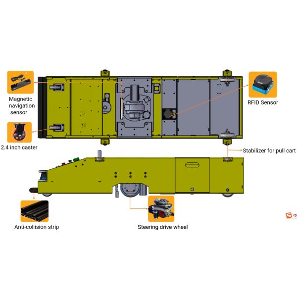 Bidirectional 600kg AGV Autonomous Guided Vehicles Self Guided Vehicles