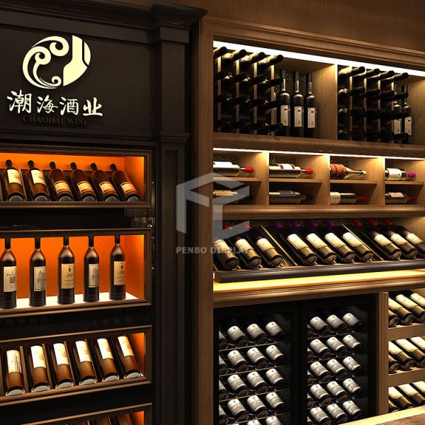 ODM Free Standing Wooden Wine Rack 20mm Thick MDF Optional Wine Store Display
