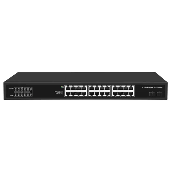 24-Ports Gigabit Poe Switch It Support Active Poe Standard Plug and Play, Meeting High-Speed Network + Poe Power Supply Network Environment