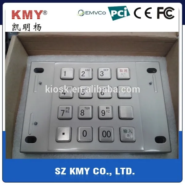 RoHS Stainless Steel Cash Machine Pin Pad 16 Keycaps ATM Pin Keypad