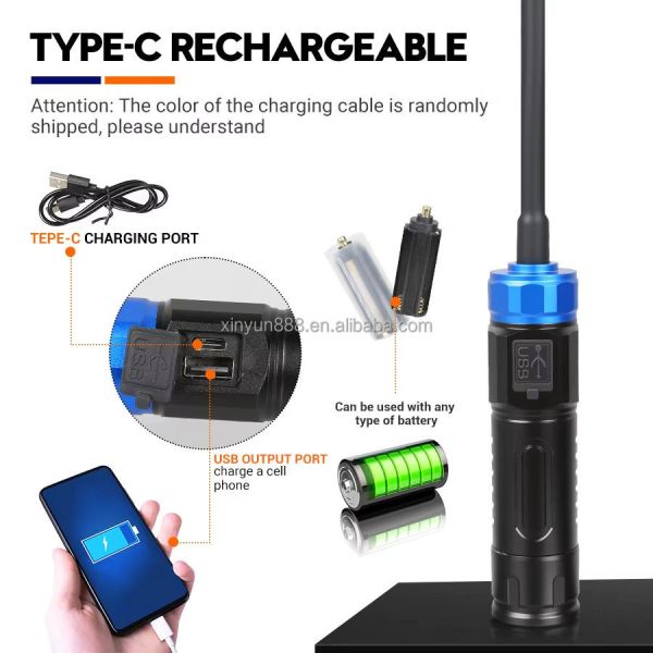 2026 Cross-border Magnetic Working Lamp, Multi-angle Bend, Car Inspection Lamp, USB Charging, White Laser Zoom Flashlight