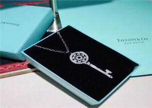 China Large Size 18K Gold Tiffany And Co Key Pendant Necklace With Pave Diamonds on sale