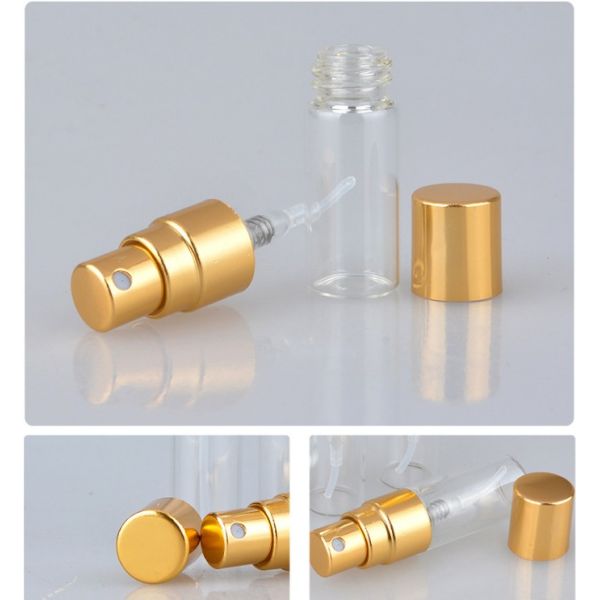 3ml Small Cosmetic Glass Bottles Golden Or Silver Cap For Perfume / Lotion