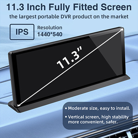 NEW 11.3 inch UHD 4K WIFI Dashcam Wireless Carplay Android Auto Rearview Car DVR GPS Night Vision Video Recorder Black Box