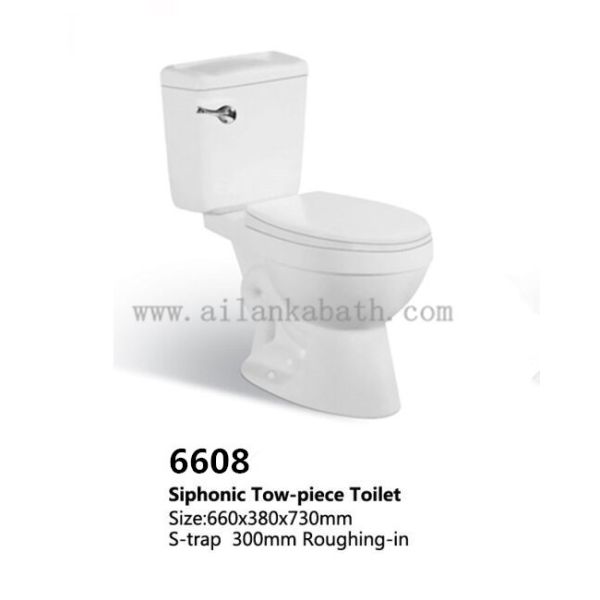 Bathroom Floor Mounted S-trap 300mm Roughing-in Siphonic Two-piece Toilet