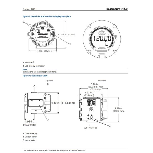 Industrial Rosemount Instrument 3144P Temperature Transmitter Dual Compartment Field Mount